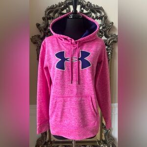 Under Armour Hot Pink Heather Hoodie with Navy Logo
